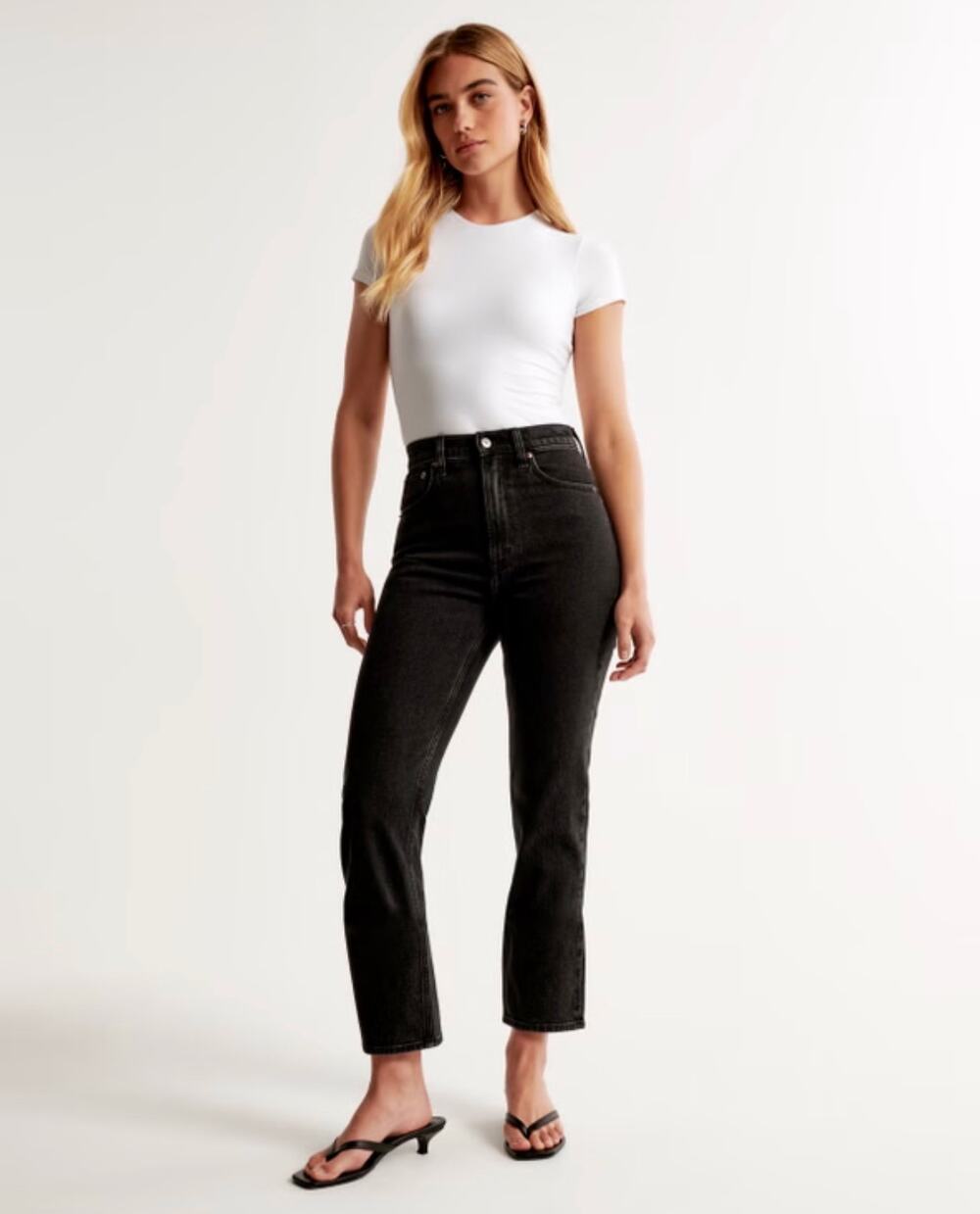 Abercrombie & Fitch The Ankle Straight Ultra High-Rise Curve Black Jeans-Size 28